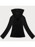 Černá dámská prošívaná bunda z různých spojených materiálů model 21035923 - J.STYLE Černá dámská prošívaná bunda z různých spojených materiálů model 21035923 - J.STYLE