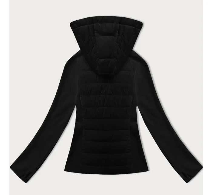Černá dámská prošívaná bunda z různých spojených materiálů model 21035923 - J.STYLE Černá dámská prošívaná bunda z různých spojených materiálů model 21035923 - J.STYLE