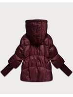 Dámska bunda s pletenými manžetami, oversize, vínová (B6078-27) Dámska bunda s pletenými manžetami, oversize, vínová (B6078-27)