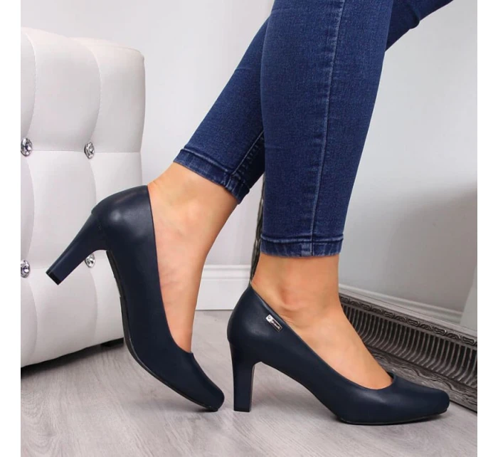 Sergio Leone tmavomodré lodičky na podpätku