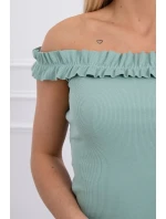 Španielska blúzka s volánikmi tmavo mätová Španielska blúzka s volánikmi tmavo mätová