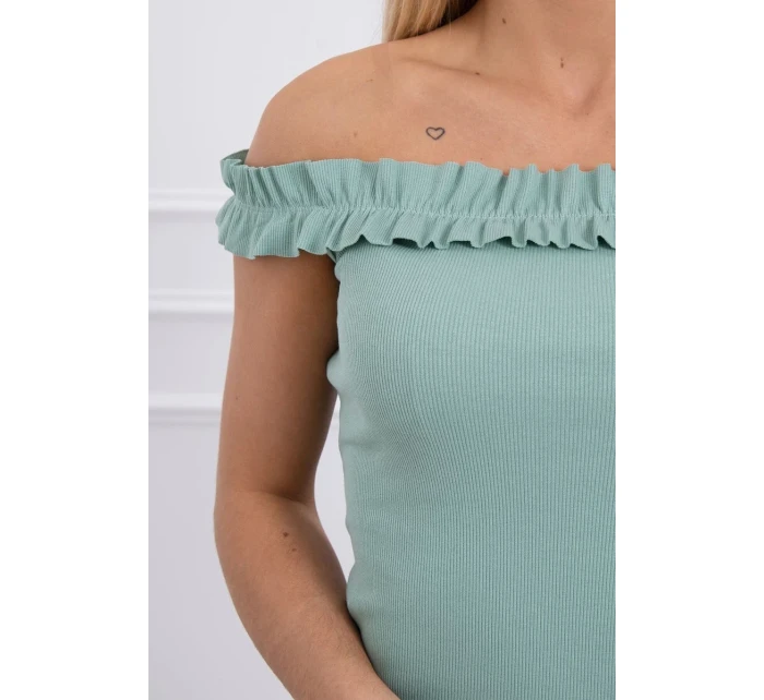 Španielska blúzka s volánikmi tmavo mätová Španielska blúzka s volánikmi tmavo mätová