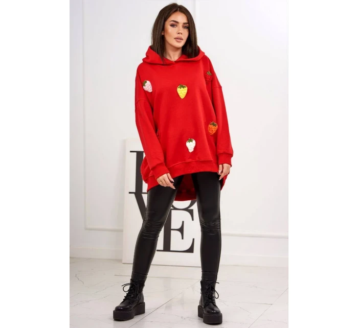 Zateplená mikina s jahodovým motívom červený