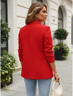 Klasické dámske sako s nabranými rukávmi, červené, FashionStreet PY0152