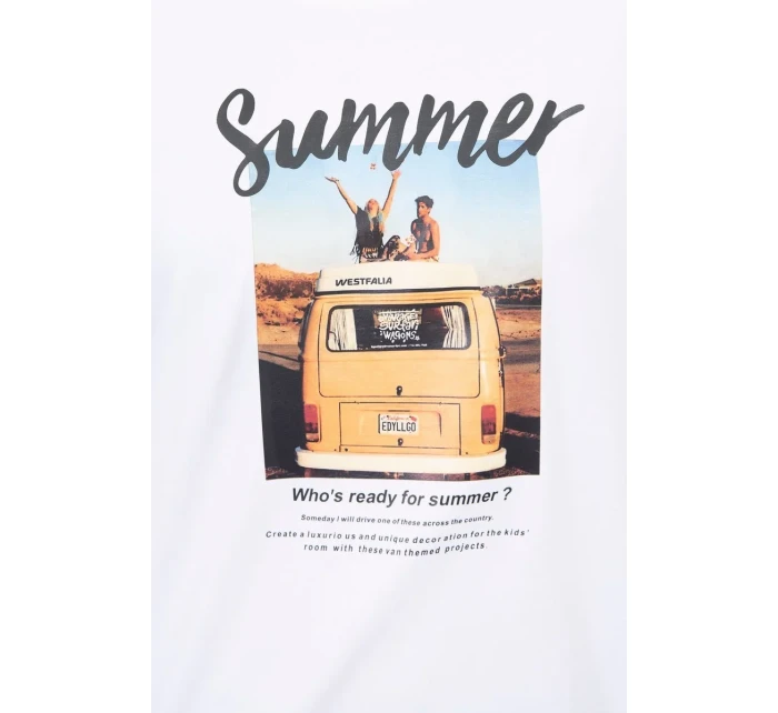 Halenka s potiskem Letní model 18744140 bílá - K-Fashion Halenka s potiskem Letní model 18744140 bílá - K-Fashion