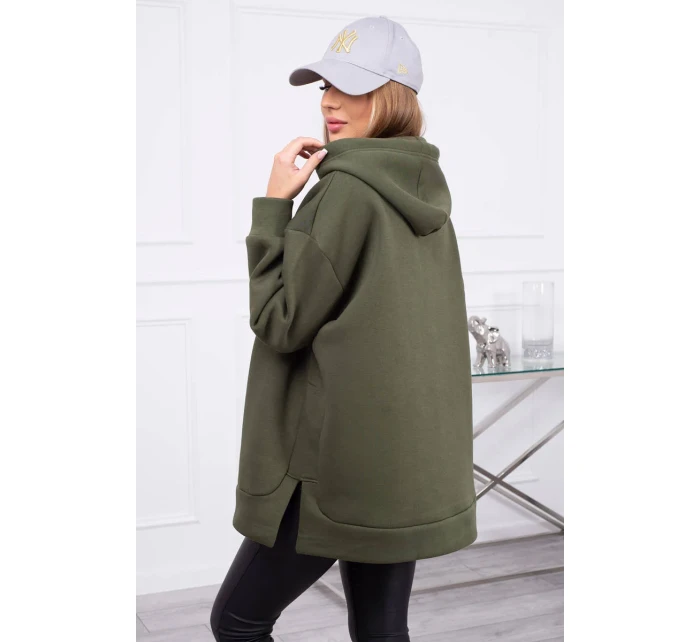 Zateplená mikina so zipsom na boku khaki farby Zateplená mikina so zipsom na boku khaki farby