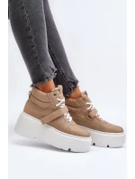 Zazoo 3450 Skórzane Sneakersy Damskie Beżowe