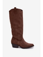 Dámské Kovábojky Na Podpatku Z Eko Semiše Hnědé Esmira Dámské Kovábojky Na Podpatku Z Eko Semiše Hnědé Esmira