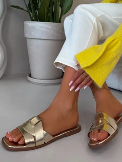 Dámské ploché pantofle s zlatými pásky model 21937376 - Boto