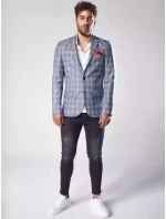 Pánské modré kostkované sako Dstreet model 21963449 - FashionStreet Pánské modré kostkované sako Dstreet model 21963449 - FashionStreet