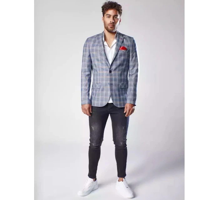 Pánské modré kostkované sako Dstreet model 21963449 - FashionStreet Pánské modré kostkované sako Dstreet model 21963449 - FashionStreet