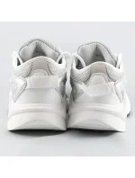 Bielo-šedé šnurovacie sneakersy s farebnými vsadkami (6346)