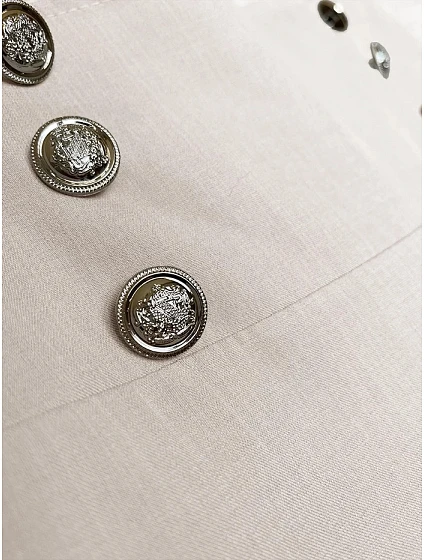 Světle béžové elegantní široké dámské kalhoty model 20159963 - MADE IN ITALY Světle béžové elegantní široké dámské kalhoty model 20159963 - MADE IN ITALY