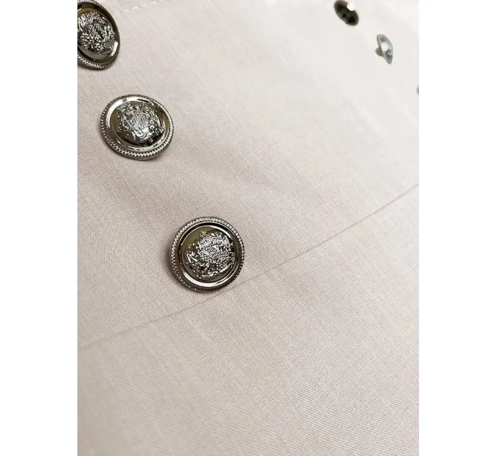 Světle béžové elegantní široké dámské kalhoty model 20159963 - MADE IN ITALY Světle béžové elegantní široké dámské kalhoty model 20159963 - MADE IN ITALY