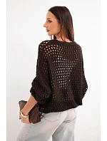 Dámský svetr model 22293746 oversize na knoflíky hnědý - K-Fashion