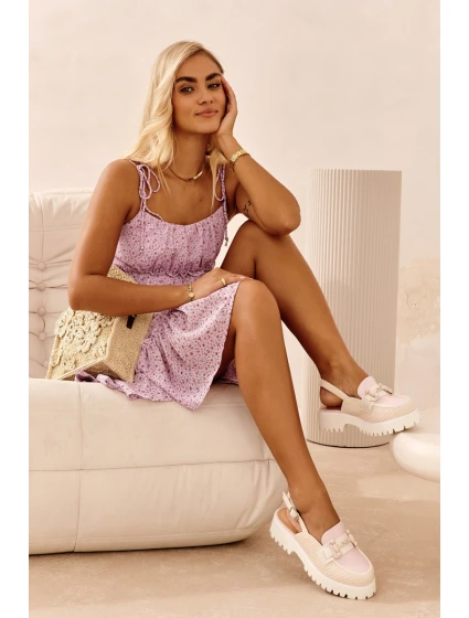 Dámské sandály na ploché podrážce s ozdobou béžové D&A model 21655998 - S.Barski