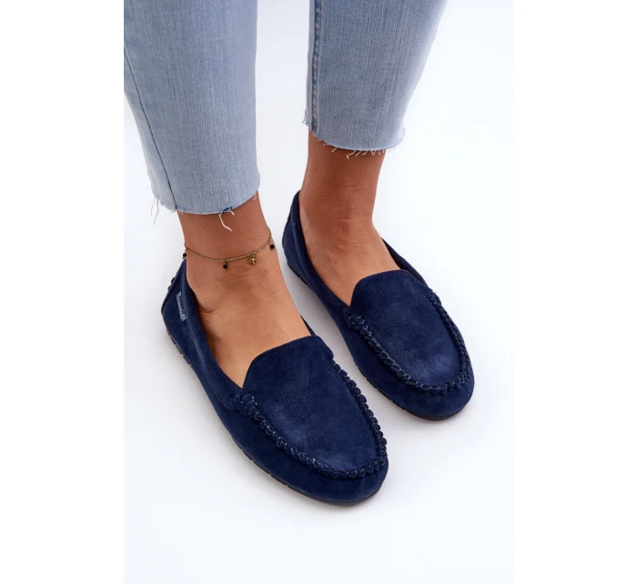 Mokasyny Damskie Z Eko Zamszu Granatowe Amrutia