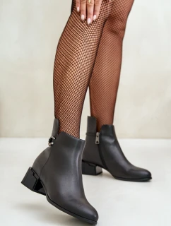 Zateplené dámské boty na podpatku se zipem černé model 21670063 - VINCEZA