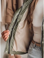 Dámská přechodná prošívaná bunda s kapucí zelená Dstreet model 21986710 - FashionStreet