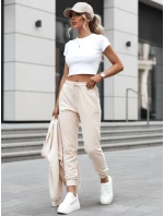 Dámske krémové velúrové tepláky Dstreet UY2841