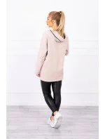 Béžová tunika na zip s kapucí Oversize