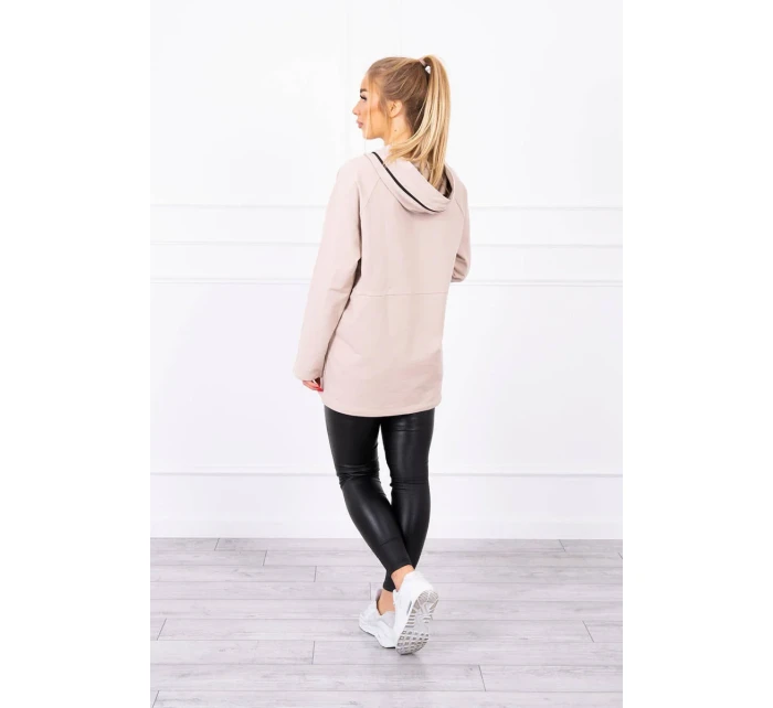 Béžová tunika na zips s kapucňou Oversize Béžová tunika na zips s kapucňou Oversize