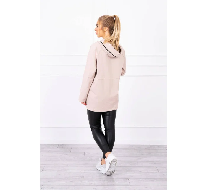 Béžová tunika na zip s kapucí Oversize