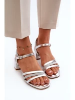 Dámske sandále na nízkom podpätku z ekokože Sergio Leone Silver Dámske sandále na nízkom podpätku z ekokože Sergio Leone Silver