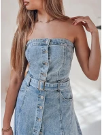 Džínové midi šaty s páskem SUMMER SKY blue Dstreet model 21987587 - FashionStreet