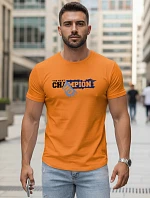 Pánske oranžové bavlnené tričko s potlačou FashionStreet NX5017R