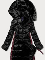 Čierna dámska bunda s ozdobnými lampasmi (AG1-J9002)