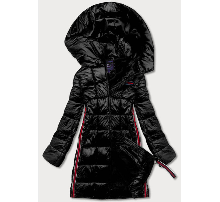 Čierna dámska bunda s ozdobnými lampasmi (AG1-J9002)