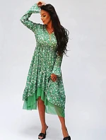 Ann Gissy Vzdušné šaty s lemovanou spodnou časťou Zelená (DLY017)