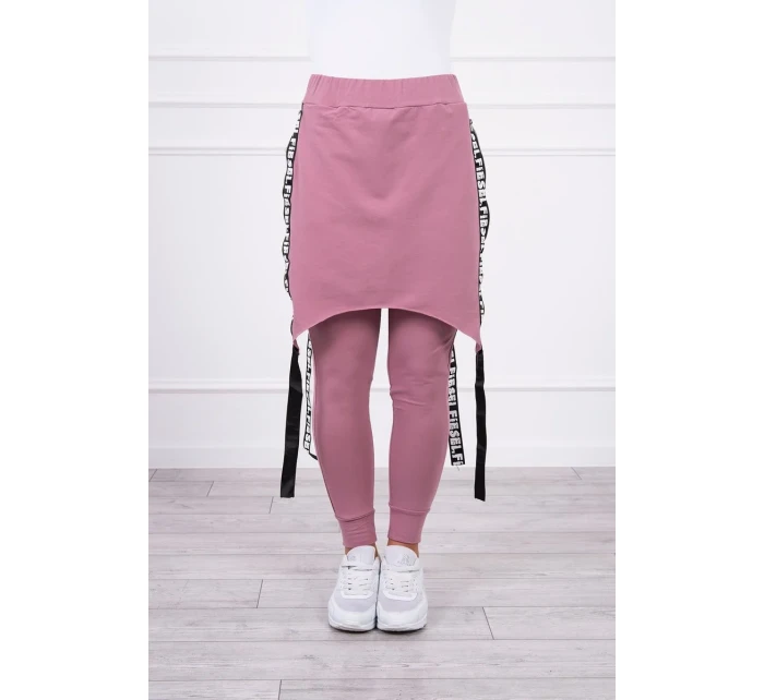 Nohavice/oblek s nápisom selfie tmavo ružové