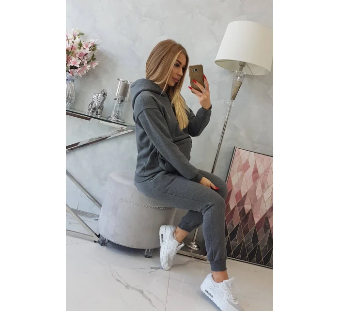 Zateplená súprava s ozdobným vreckom grafitová melanž Zateplená súprava s ozdobným vreckom grafitová melanž