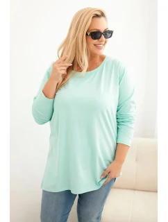 Dámske Plus veľkosť bavlnené kolo krku blúzka Mint