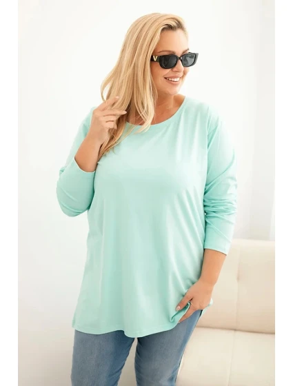 Dámske Plus veľkosť bavlnené kolo krku blúzka Mint