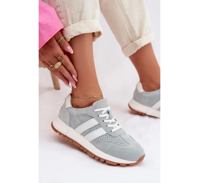 Dámské tenisky z přírodního semiše mátové model 22007477 - EVENTO