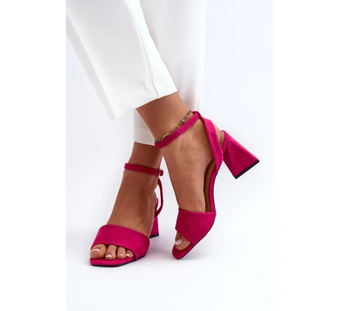 Dámske sandále na vysokom podpätku z eko semišu Fuchsia Upttima Dámske sandále na vysokom podpätku z eko semišu Fuchsia Upttima