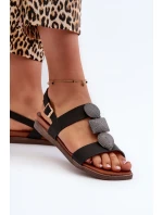 Dámske ploché sandále s ozdobami Sergio Leone Black