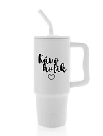KÁVOHOLIK - biely cestovný termohrnček 900 ml