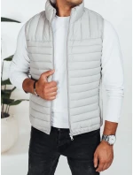 Pánská prošívaná vesta světle šedá model 21991566 - Dstreet