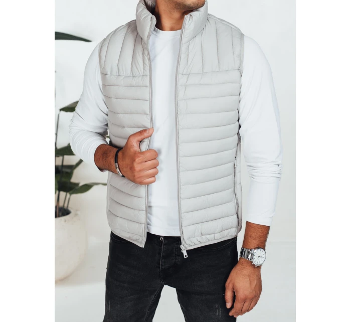 Pánská prošívaná vesta světle šedá model 21991566 - Dstreet