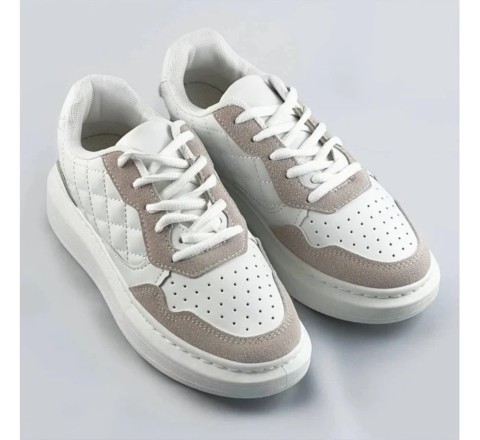 Bielo-béžové dámske šnurovacie športové poltopánky (RC-50) Bielo-béžové dámske šnurovacie športové poltopánky (RC-50)