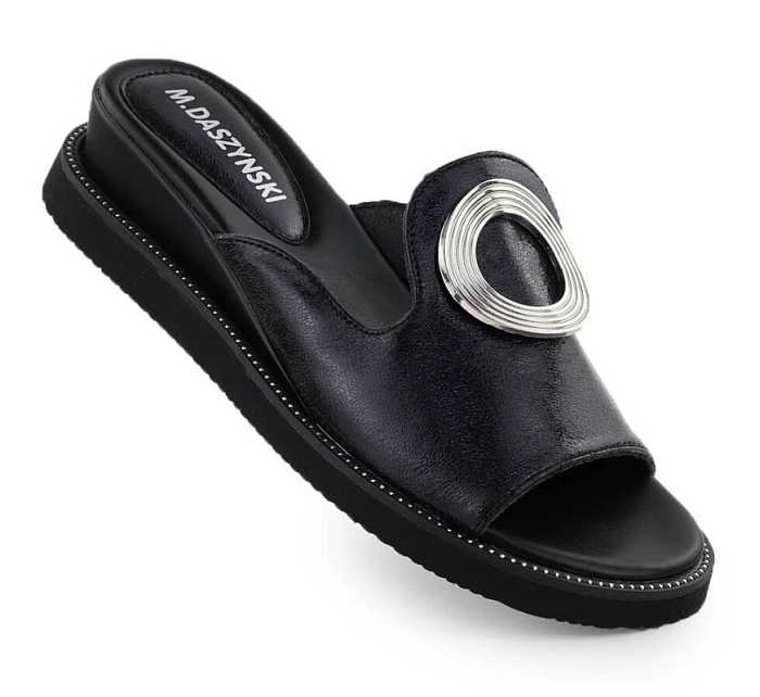 Dámské žabky na nízkém podpatku černé M.Daszynski