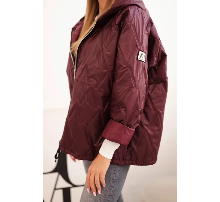 Dámska prešívaná bunda s kapucňou slivka Dámska prešívaná bunda s kapucňou slivka