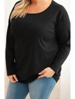 Dámská blůza Plus Size s lodičkovým výstřihem černá