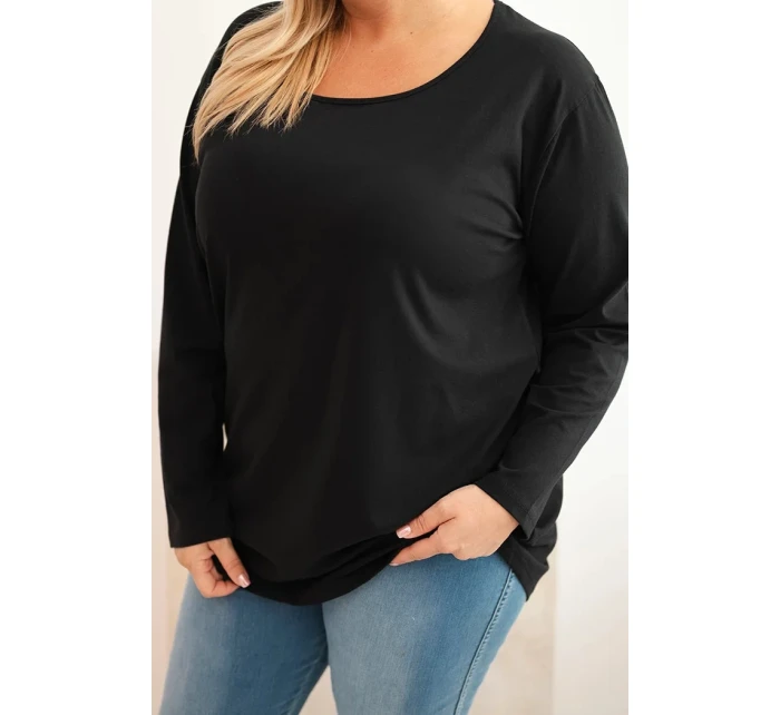 Dámská blůza Plus Size s lodičkovým výstřihem černá