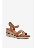 Dámské sandály na klínku s hnědé model 21658024 - EVENTO