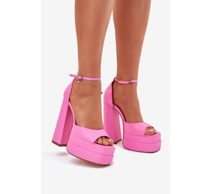 Sandały Damskie Na Słupku I Platformie Różowe Beloria